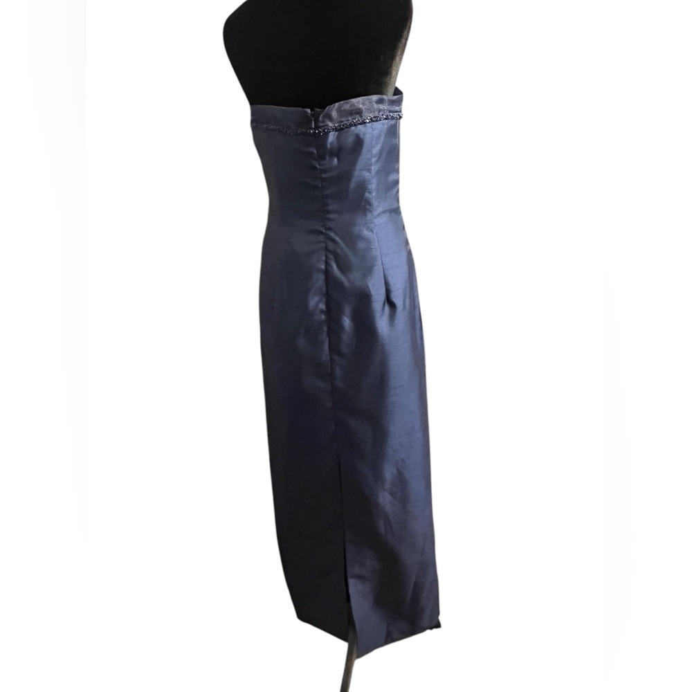 David's Bridal Midnight Blue Strapless Gown 8 - Picture 3 of 5